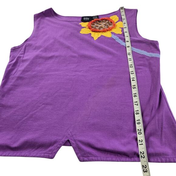 Vintage 90's Emma Tricot Purple Sunflower Tank Sleeveless Top Shirt Beaded Artsy - Picture 8 of 8